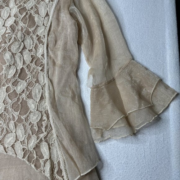 Scully Silk Womens Tunic Top Boho Flowy Sleeves Western Chic Beige Size Small - Picture 12 of 13